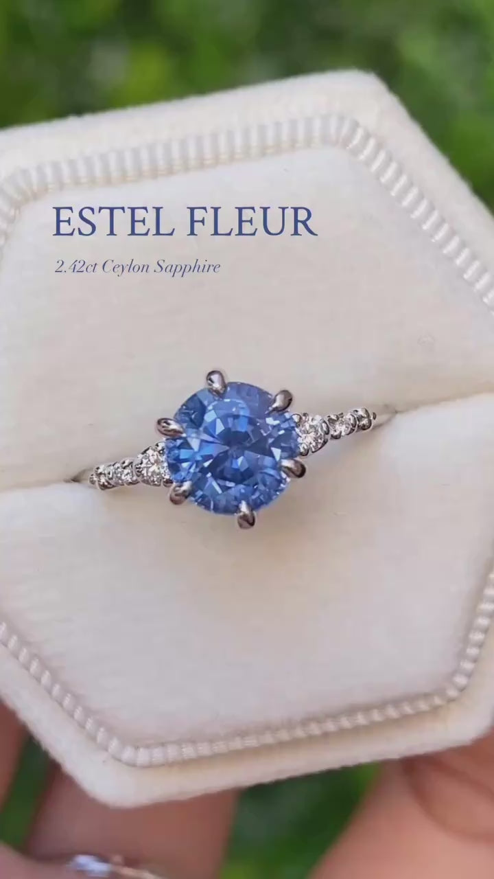 Estel Fleur Ring, 2.42ct Blue Ceylon Sapphire
