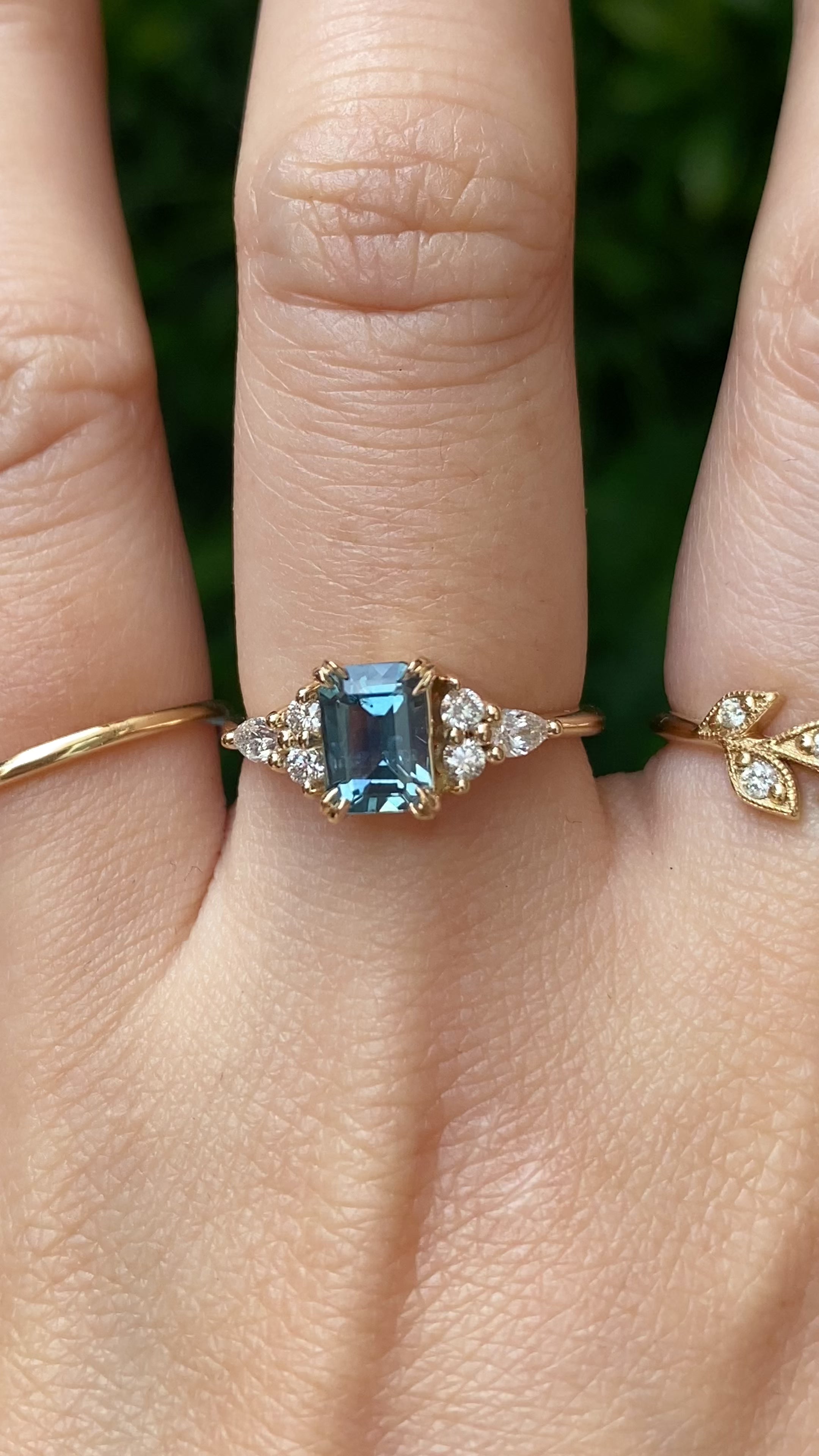 Remi Ring, Blue Green Sapphire
