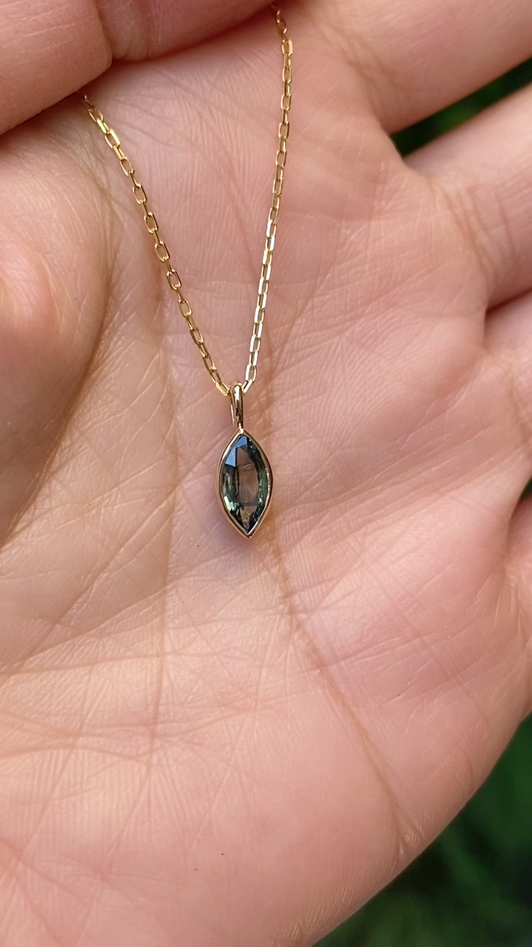 Patia Marquise Blue Green Sapphire Charm 8.0mm