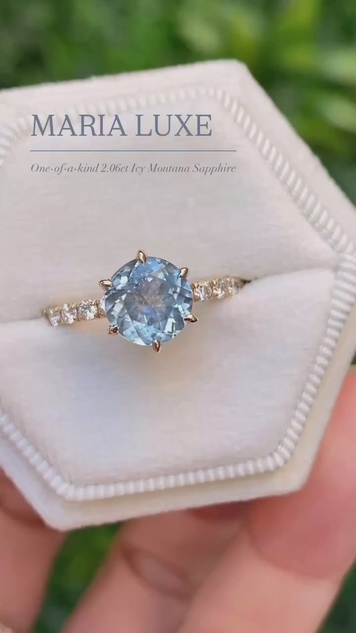 Maria Luxe Grand Ring, 2.06ct Blue Montana Sapphire