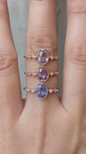 【即日配送】セレステリング ・0.78ct・非加熱マダガスカル産ライトブルーサファイア・K14YG