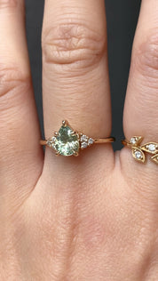 【一点物】テレサリング ・1.49ct・加熱モンタナ産ライトグリーンサファイア・K14YG