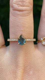 Maria Ring, 0.80ct Blue Green Montana Sapphire