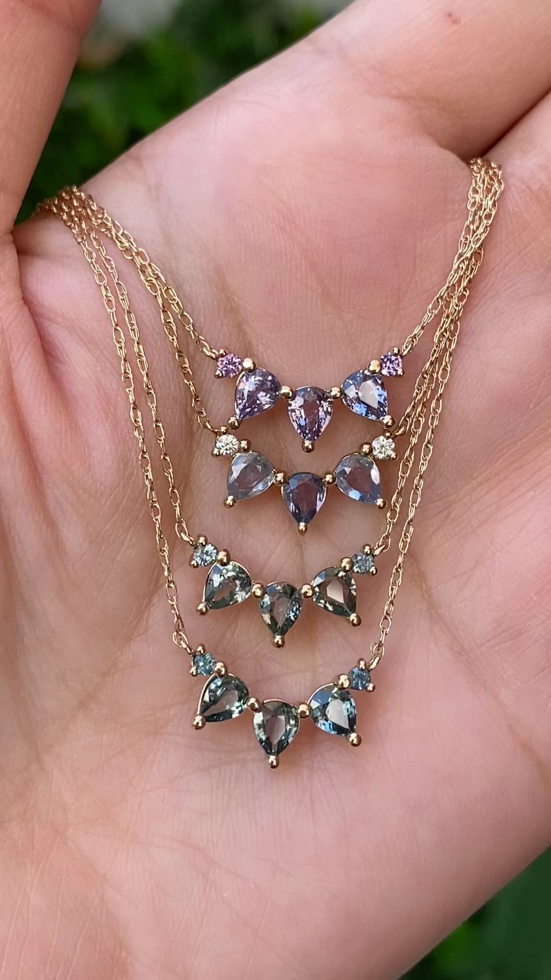 Gloria Necklace, Light Blue Green Sapphire