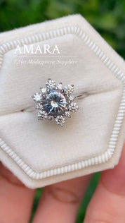 Amara Ring, 1.24ct Icy Blue Madagascar Sapphire