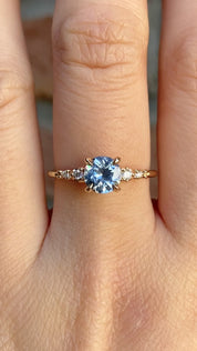 Estel Fleur 4 Prong Ring, 1.07ct Parti Blue Green Montana Sapphire, 14K Yellow Gold (One of a kind)