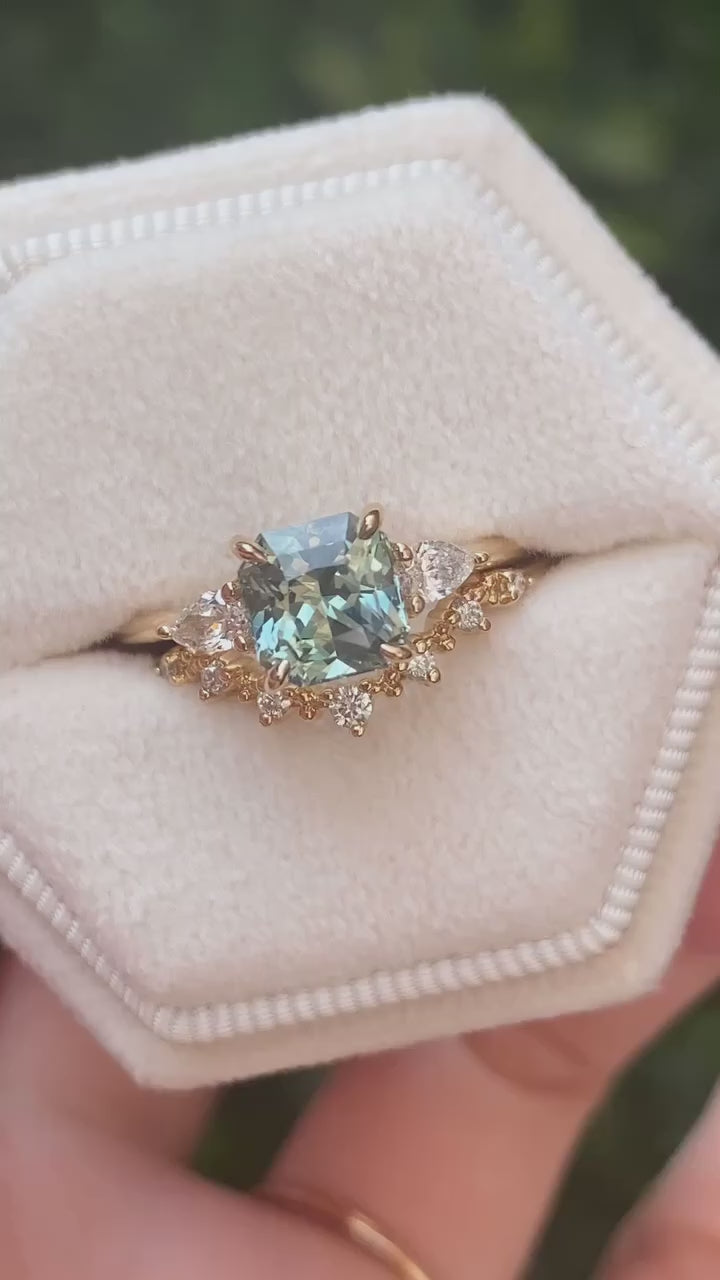 Olivia Ring, 1.79ct Light Green Srilanka Sapphire