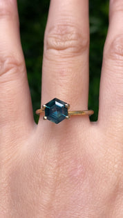 1.8ct Hexagon Cut Deep Blue Green Montana Sapphire SF350
