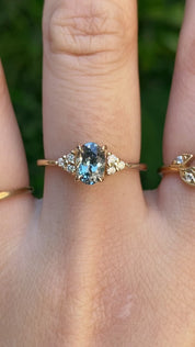 Teresa Ring, 0.85ct Light Blue Green Montana Sapphire