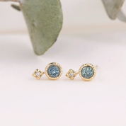 Moon & Star Stud Earrings - Montana Sapphire