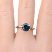 1.63ct Round Cut Deep Teal Blue Sapphire SR353