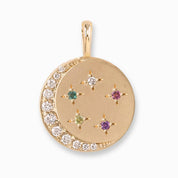 Crescent Moon & Star Birthstone Charm