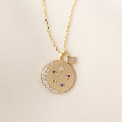 Crescent Moon & Star Birthstone Charm