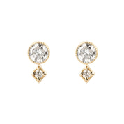 Birthstone Moon & Star Stud Earrings