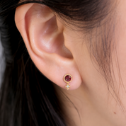 14K Gold Ruby Moon & Star Stud Earrings