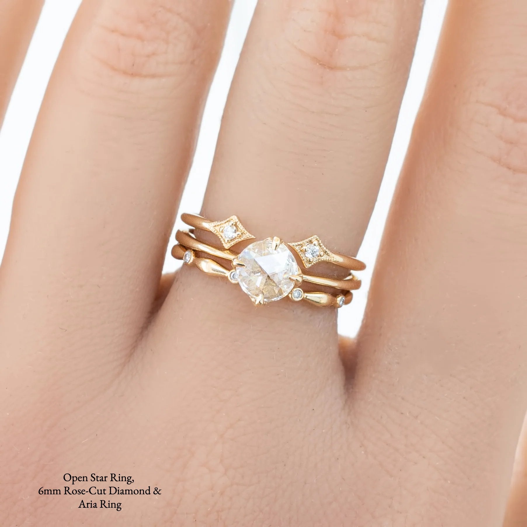 Alice Round Rose Cut Diamond Ring