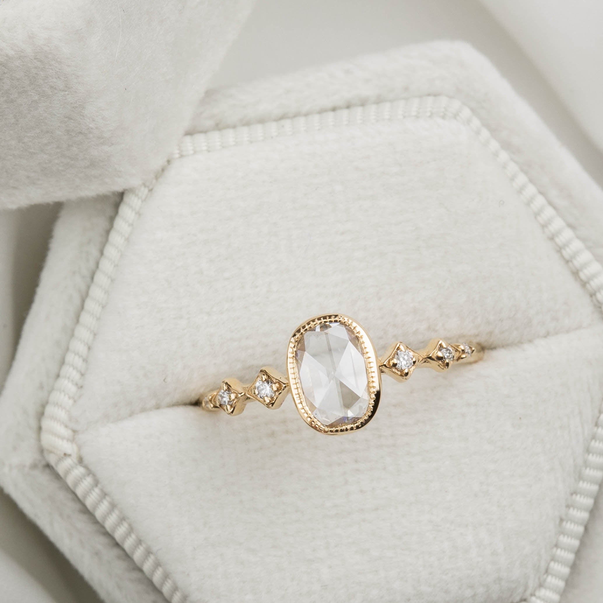 Celeste Oval Bezel Set Rose Cut Diamond Ring
