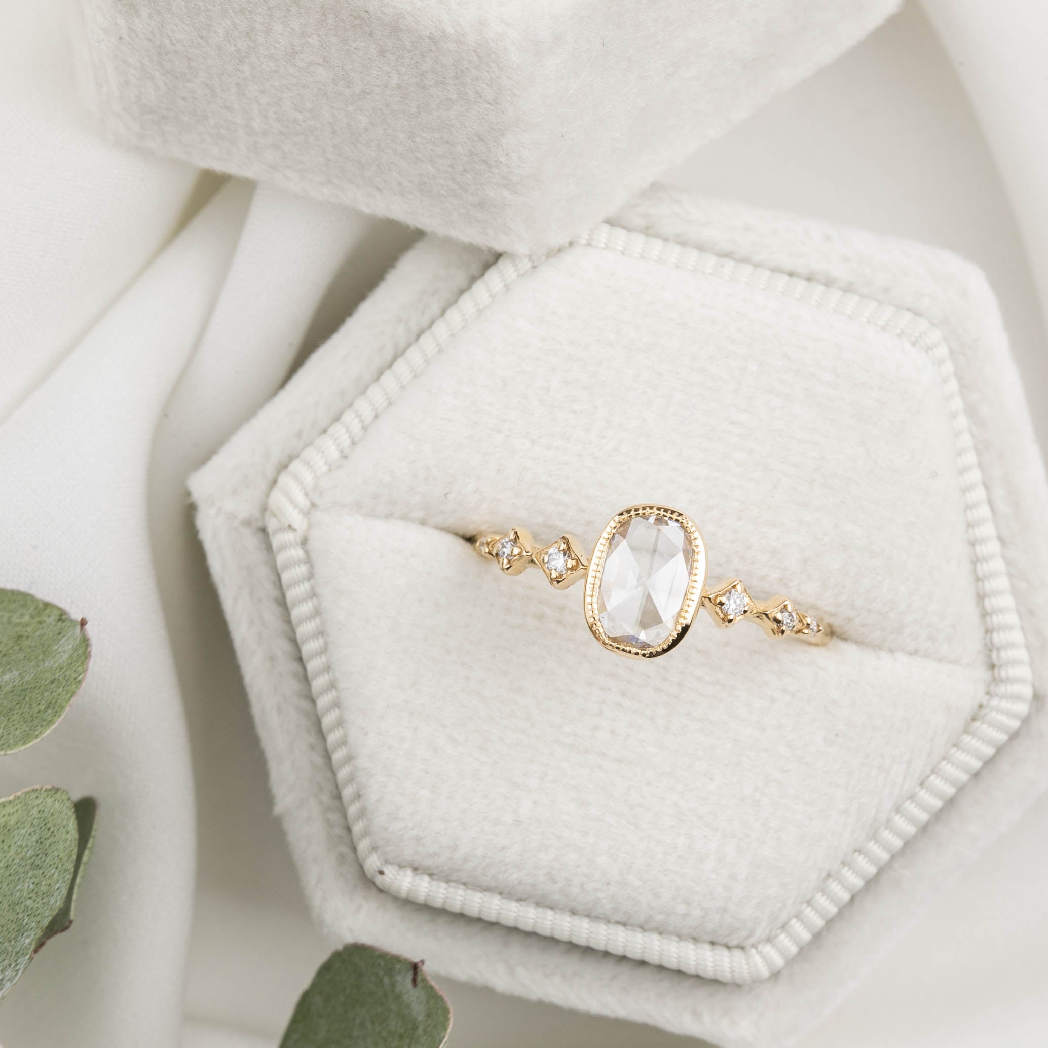 Celeste Oval Bezel Set Rose Cut Diamond Ring