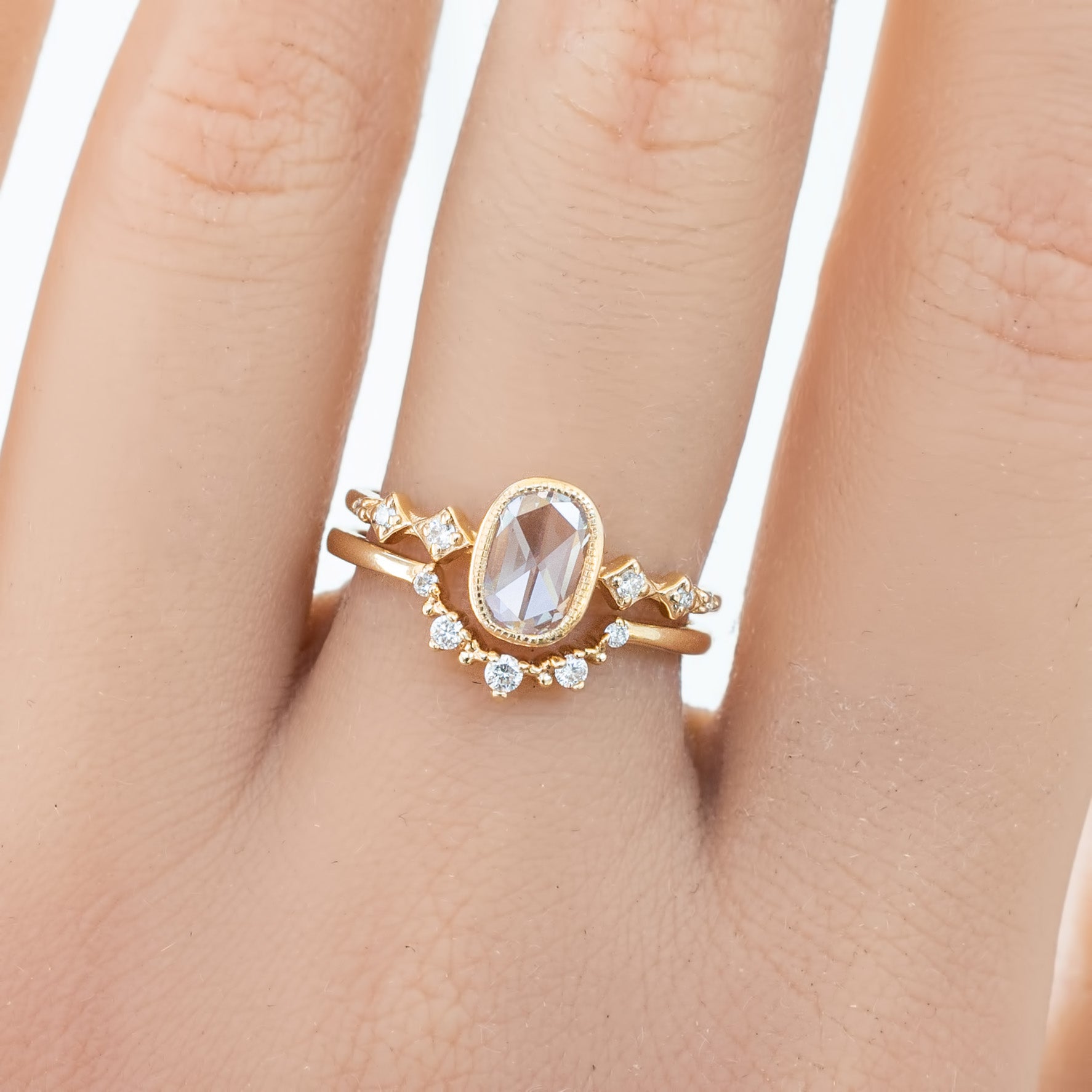 Celeste Oval Bezel Set Rose Cut Diamond Ring