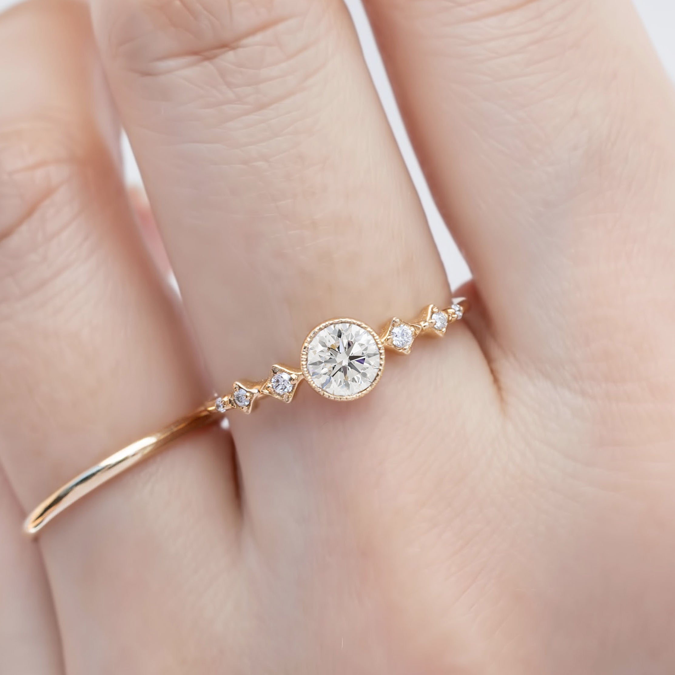 Celeste Round Bezel Set Diamond Ring
