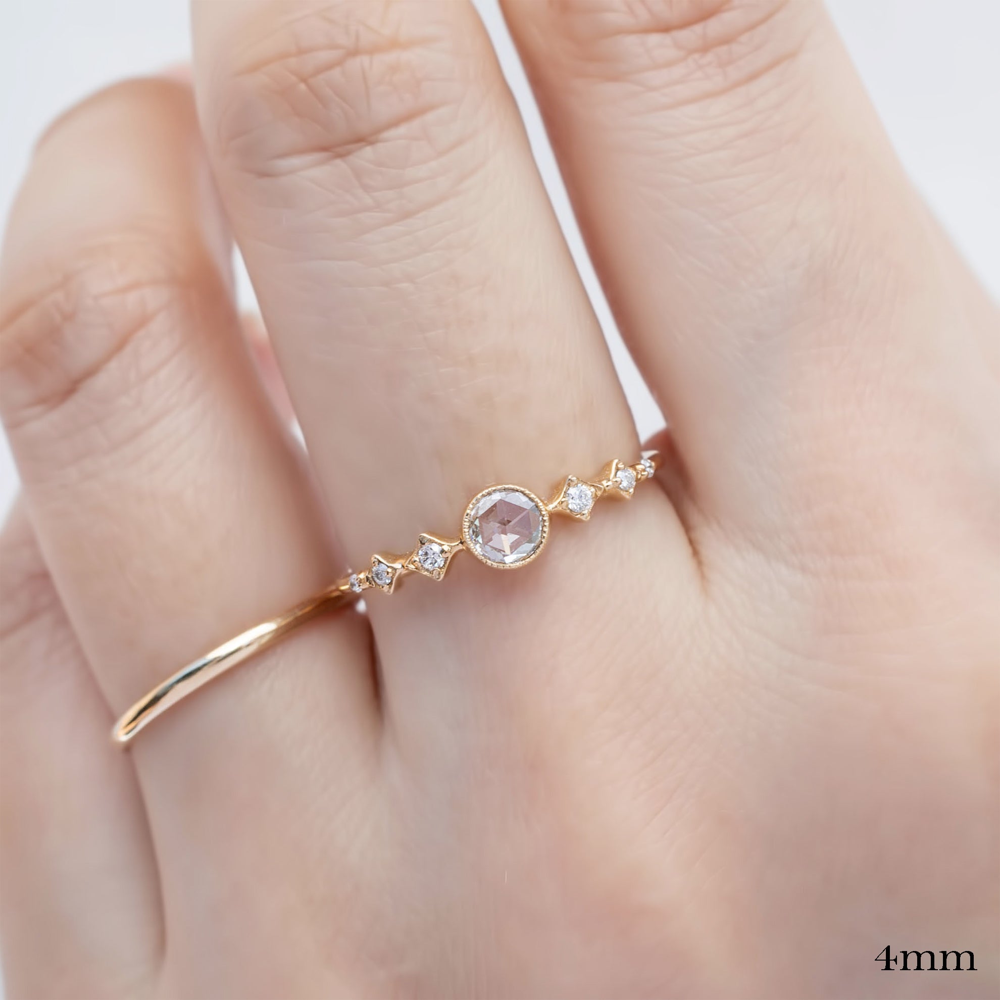Celeste Round Bezel Set Rose Cut Diamond Ring