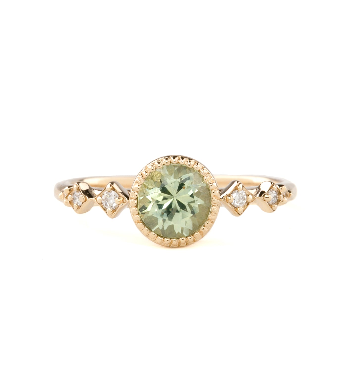 Celeste Ring, 1.13ct Green Yellow Montana Sapphire