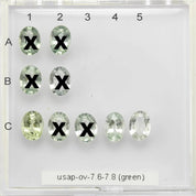 1.00-1.60ct Oval Unheated Madagascar Green Sapphires (7.6-7.8mm)
