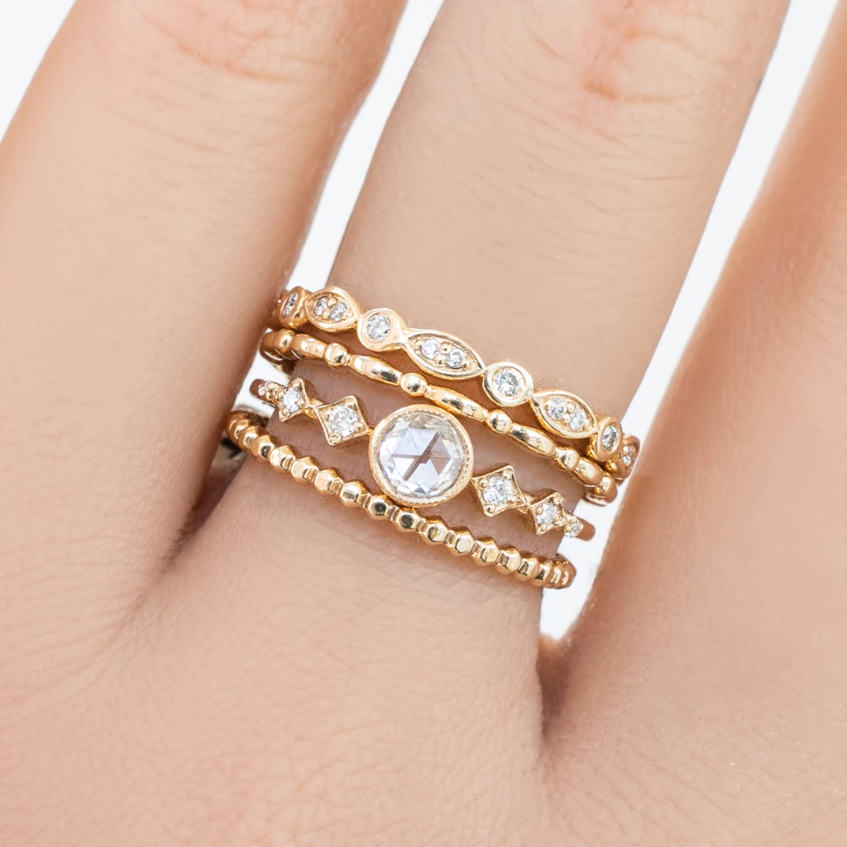 Celeste Ring, 4mm Rose Cut Diamond