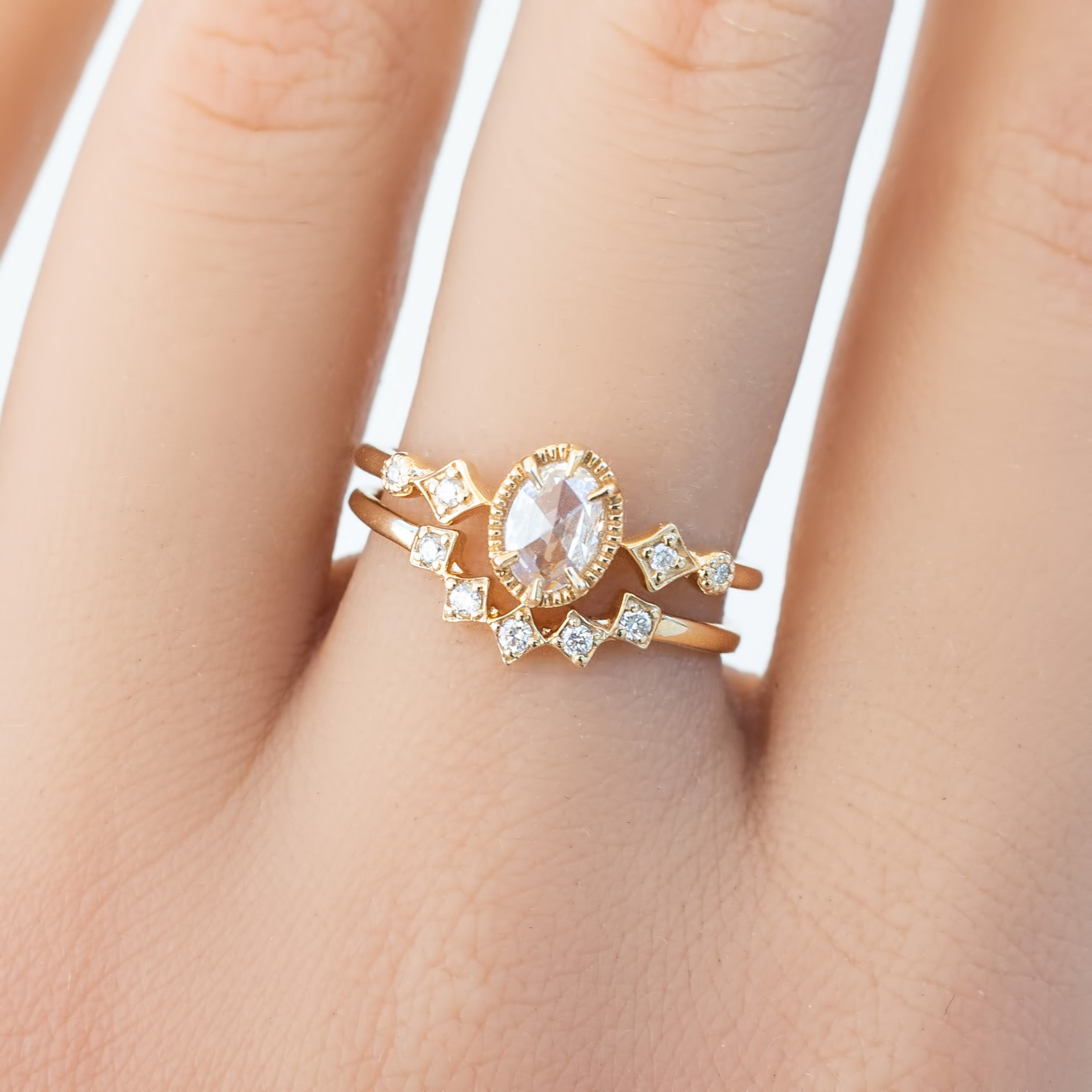 Stella Oval Rose Cut Diamond Ring