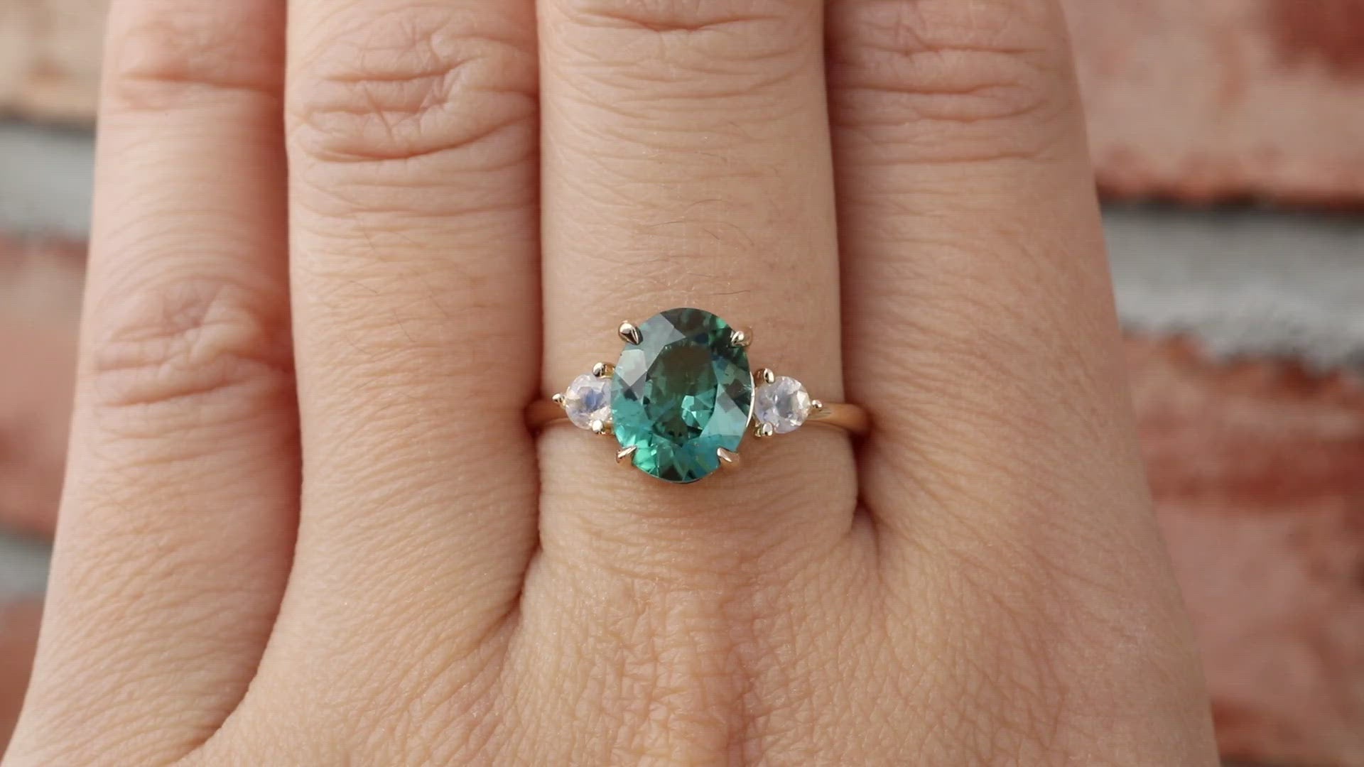Emilie Ring - 2.09ct Green Tourmaline & Moonstone (One of a kind)