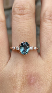 【即日配送】エステルフルールリング ・1.41ct・加熱モンタナ産ブルーグリーンサファイア・K14RG