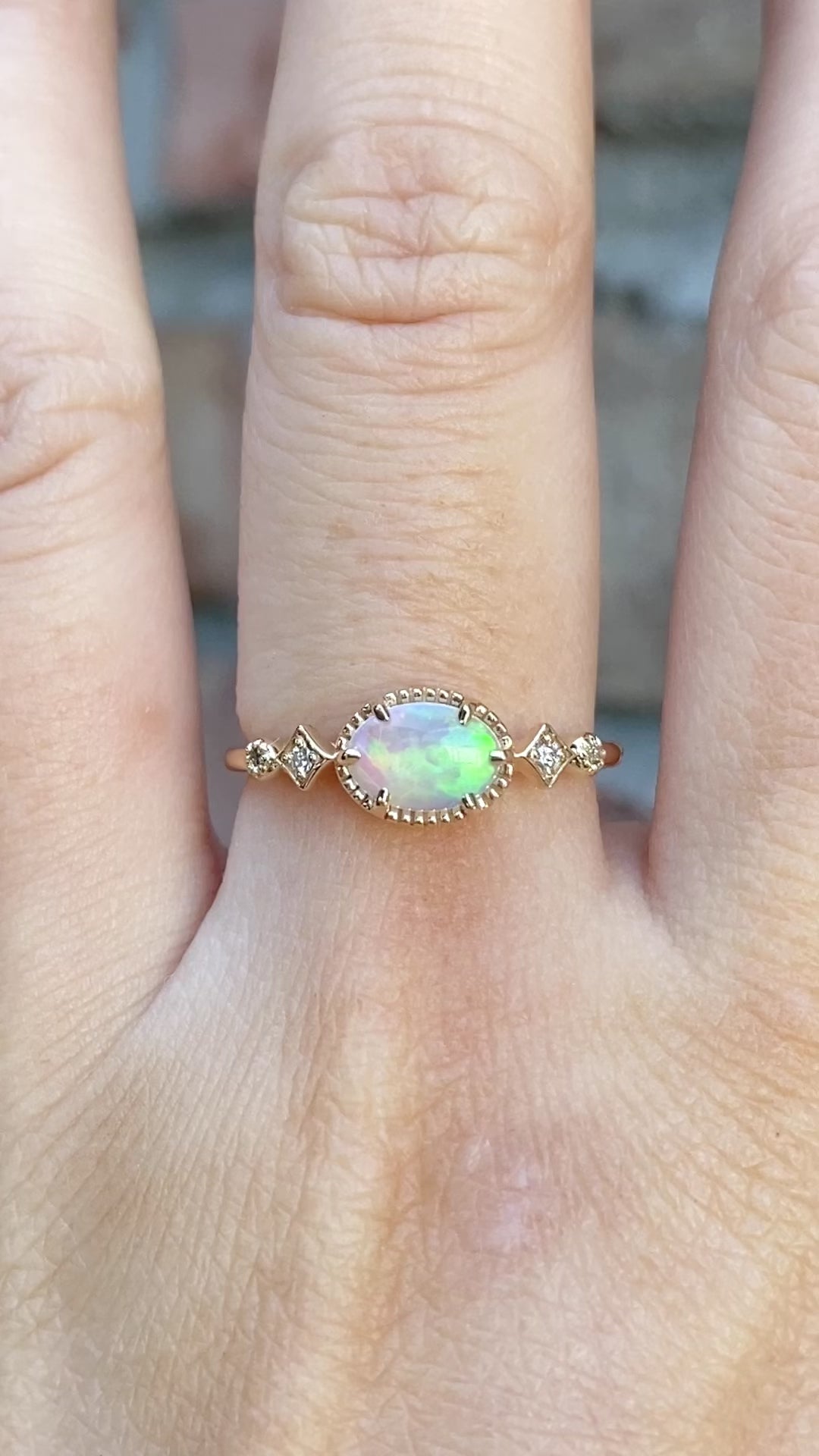 Stella Ring, 0.30ct Rainbow Opal