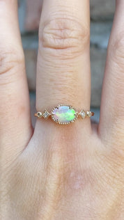 Stella Ring, 0.30ct Rainbow Opal
