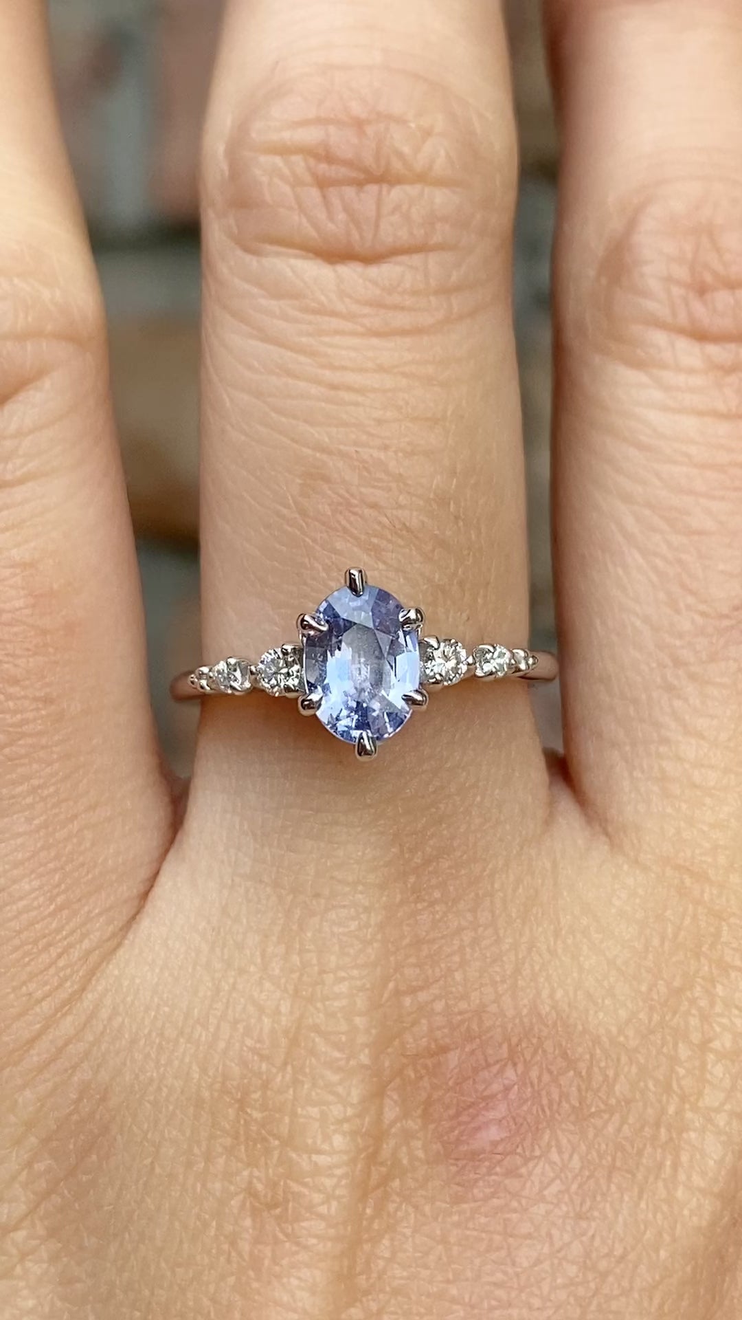 Estel Fleur Ring, 1.1ct Light Blue Sapphire