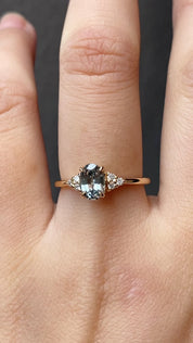 Teresa Ring 0.91ct Light Blue Green Madagascar Sapphire, 14K Yellow Gold (One of a kind)