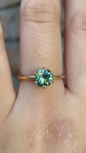【即日配送】フローリンリング ・1.62ct・加熱マダガスカル産ブルーグリーンサファイア・K14YG