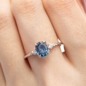 Estel Ring 1.42ct Oval Blue Sapphire, 14K White Gold (One of a kind)