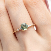 Estel Fleur 4 Prong Ring, 0.93ct Yellow Green Montana Sapphire, 14K Yellow Gold (One of a kind)