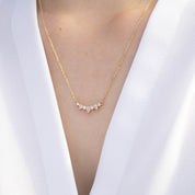 Gloria Curved Diamond Necklace 7 Stones