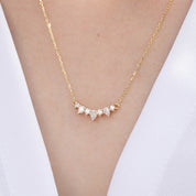 Gloria Curved Diamond Necklace 7 Stones