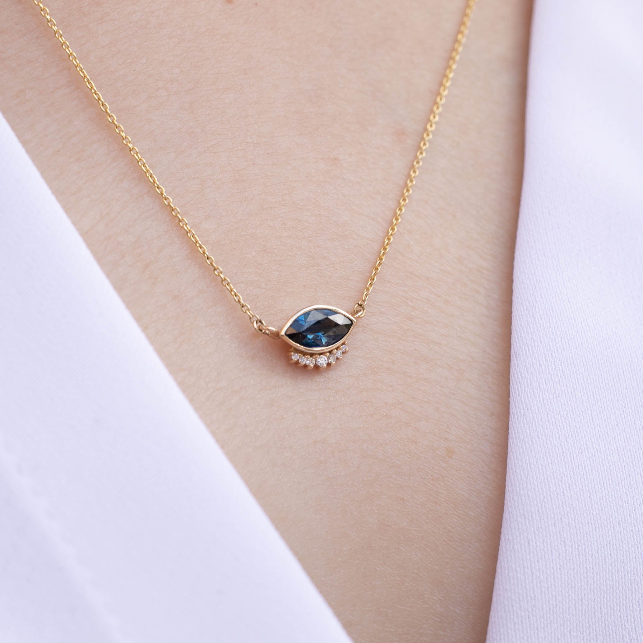 Eden Necklace, 0.74ct Deep Blue Sri Lankan Sapphire