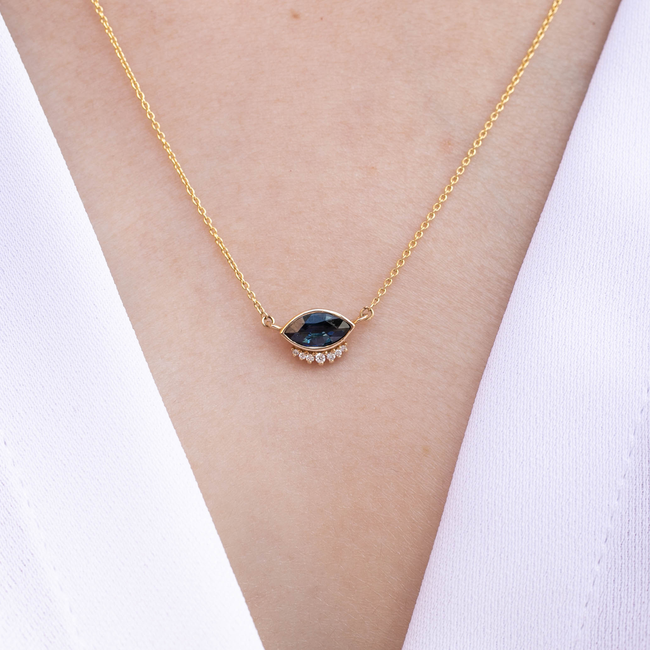 Eden Necklace, 0.74ct Deep Blue Sri Lankan Sapphire