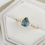 Estel Fleur Ring 1.41ct Blue Green Montana Sapphire, 14K Yellow Gold (One of a kind)