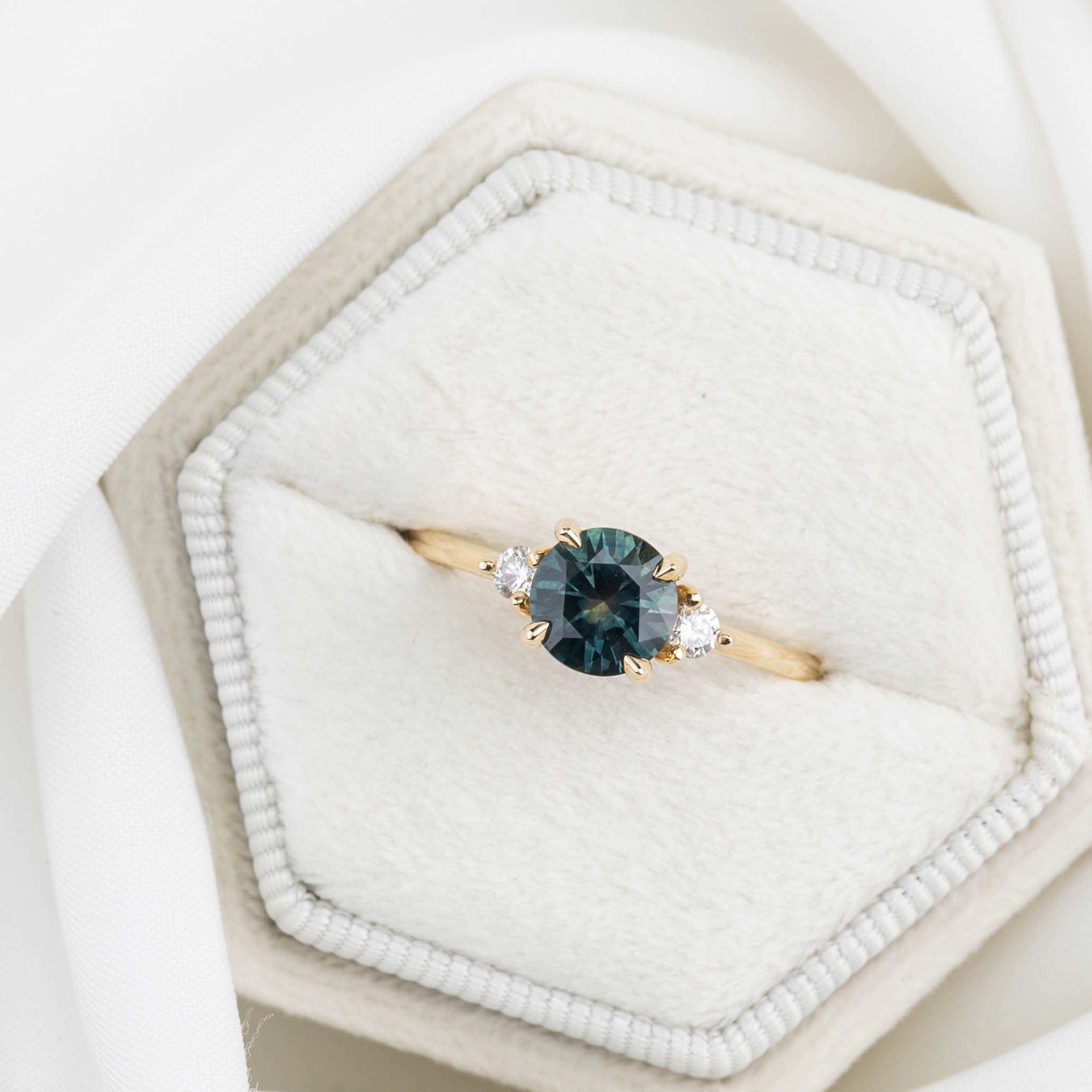 【即日配送】エミリーリング ・1.12ct・加熱モンタナ産グリーンサファイア・K14YG