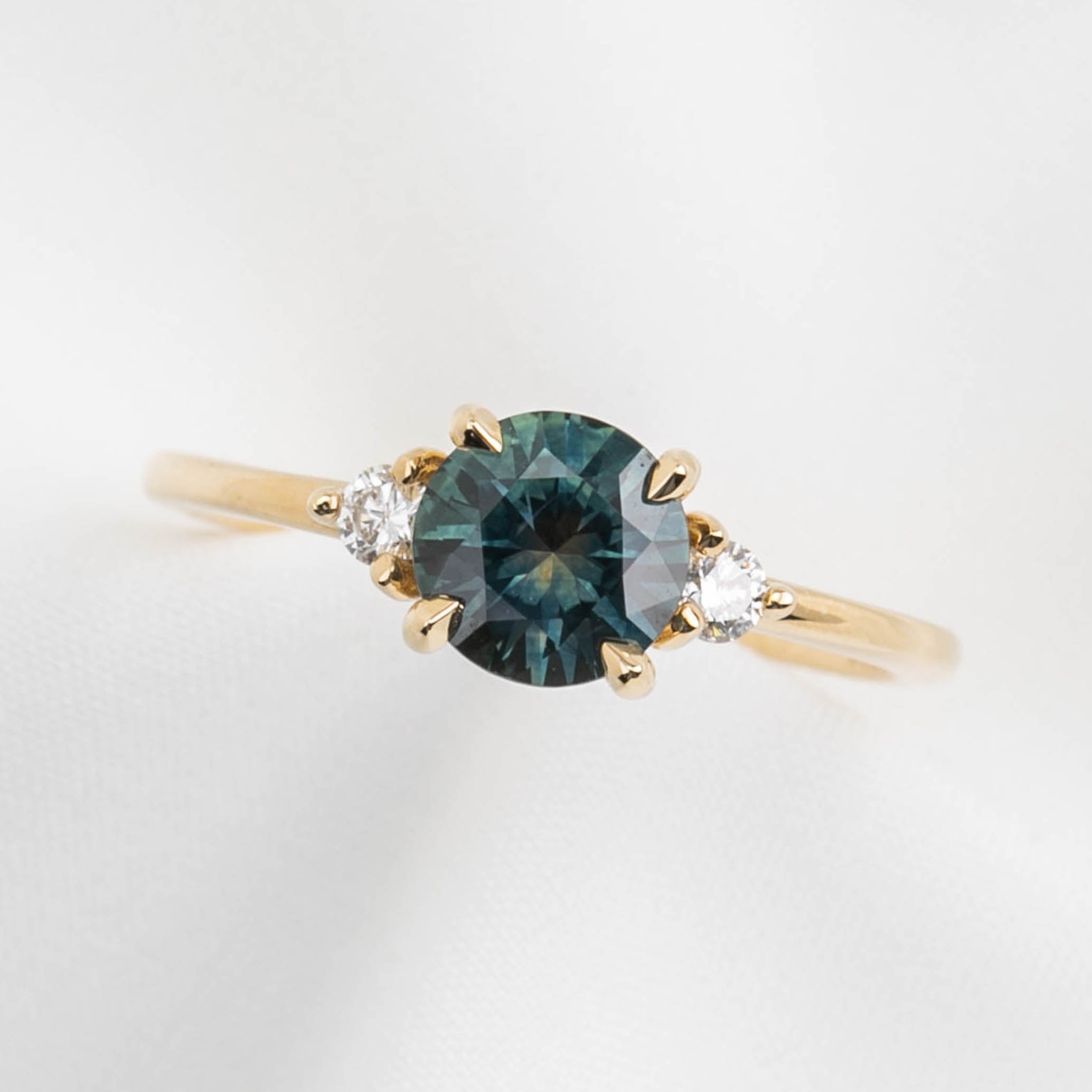 【即日配送】エミリーリング ・1.12ct・加熱モンタナ産グリーンサファイア・K14YG