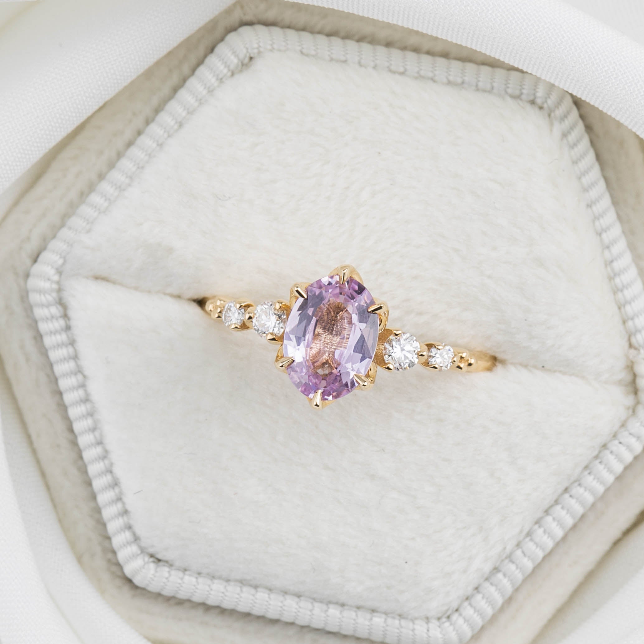 Estel Fleur Ring, 1.19ct Unheated Madagascar Sapphire, oval shape gemstone
