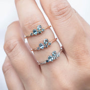 Stardust Cluster Sapphire Ring, Petite