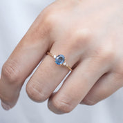 Estel Ring - 1.05ct Blue Sapphire one of a kind, handcrafted, ethically sourced, set in recycled 14k yellow gold band.