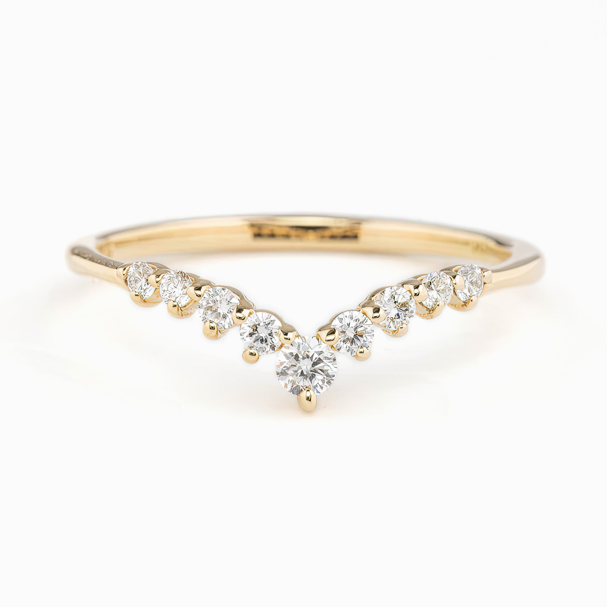 Lily's Tiara Ring with natural white diamonds set in ethically sourced solid gold, handmade and authentic design.