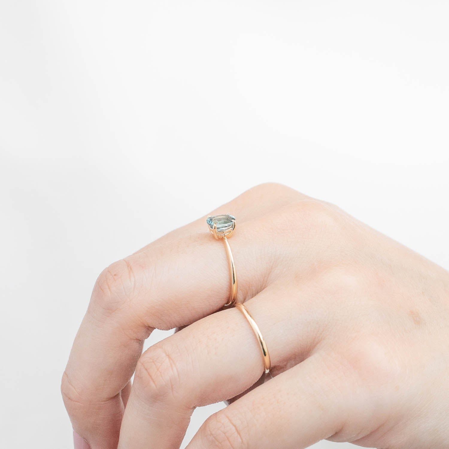 Nina Ring featuring a 1.04ct light green Montana sapphire in a recycled 14k gold handmade setting